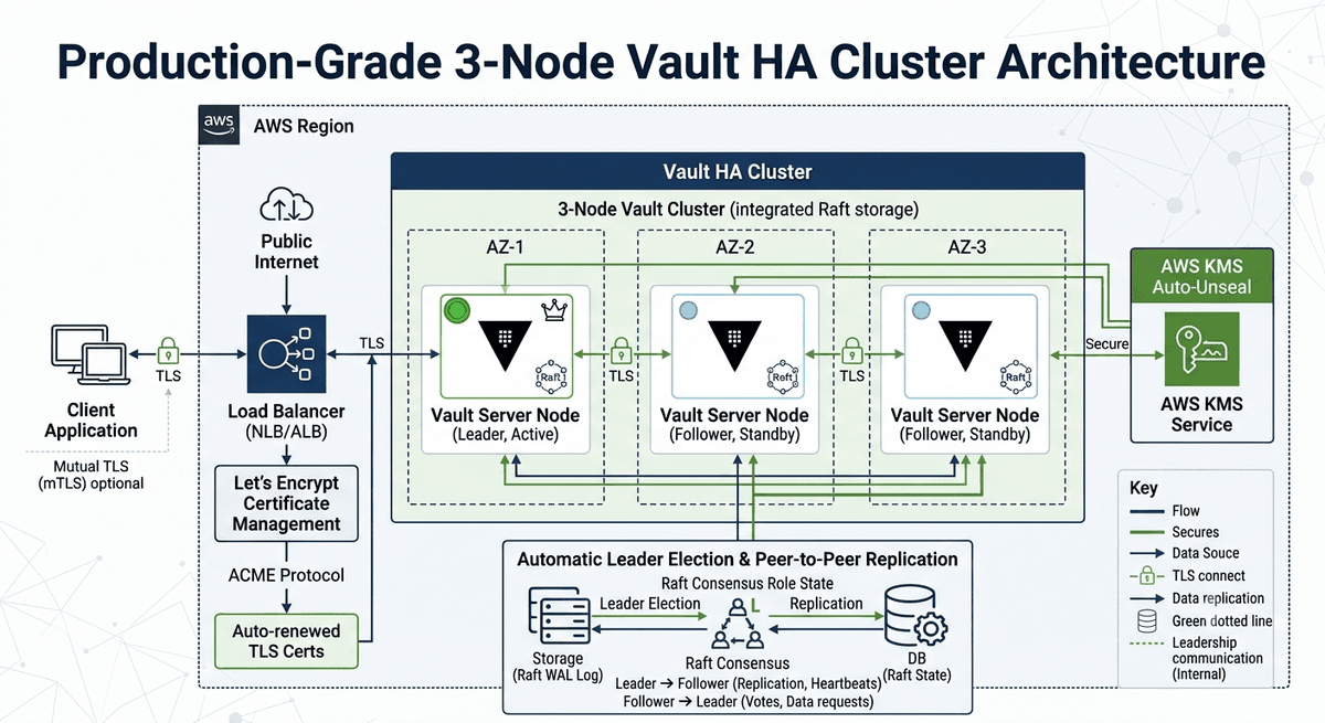Production 3-Node HashiCorp Vault Cluster on AWS Ubuntu